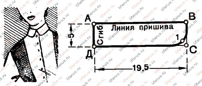 Пришивной воротник и чертеж его выкройки
